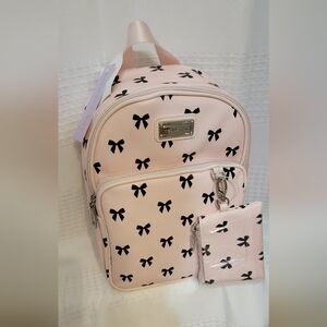 Madden Girl Pink Black Bow Handbag Backpack Bag NWT